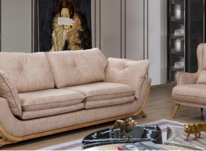 Beige Sitzgarnitur Luxus Sofas Designer Sofagarnitur 3+1 Sitzer Möbel